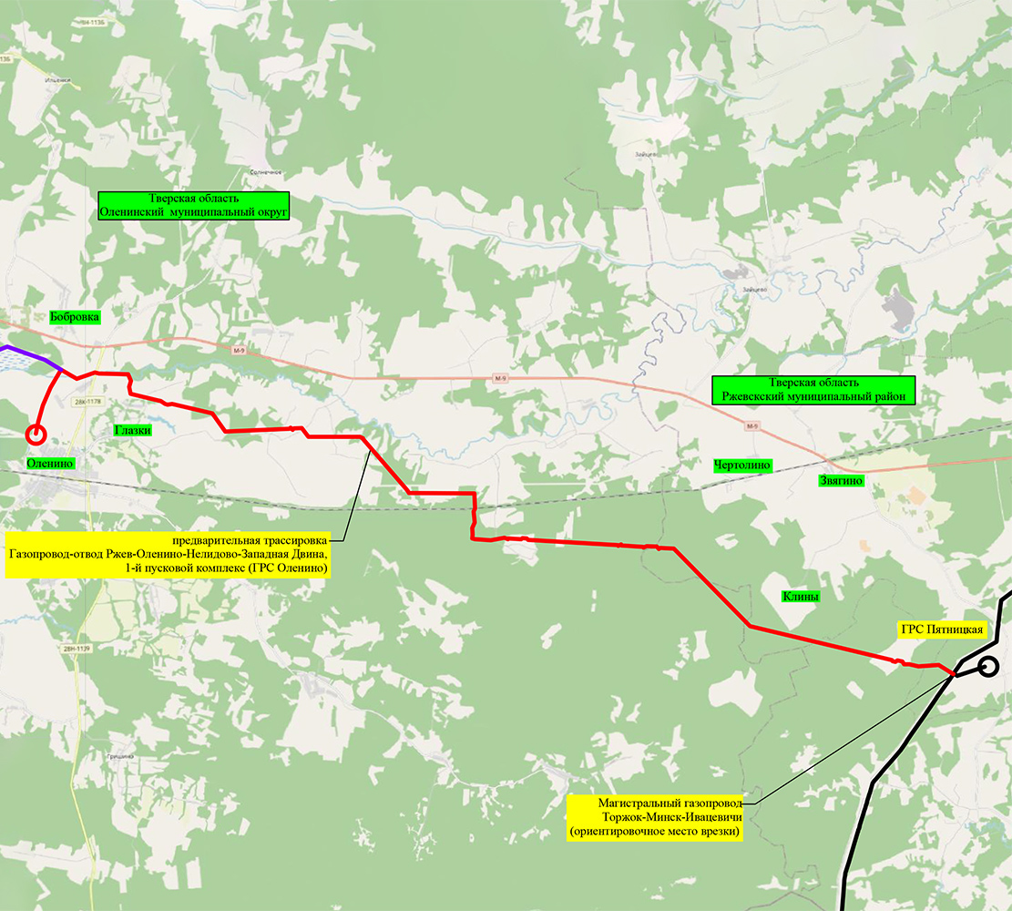 Ситуационный план по проекту «Газопровод-отвод Ржев-Оленино-Нелидово-Западная Двина 3-й пусковой комплекс. ГРС Нелидово»
